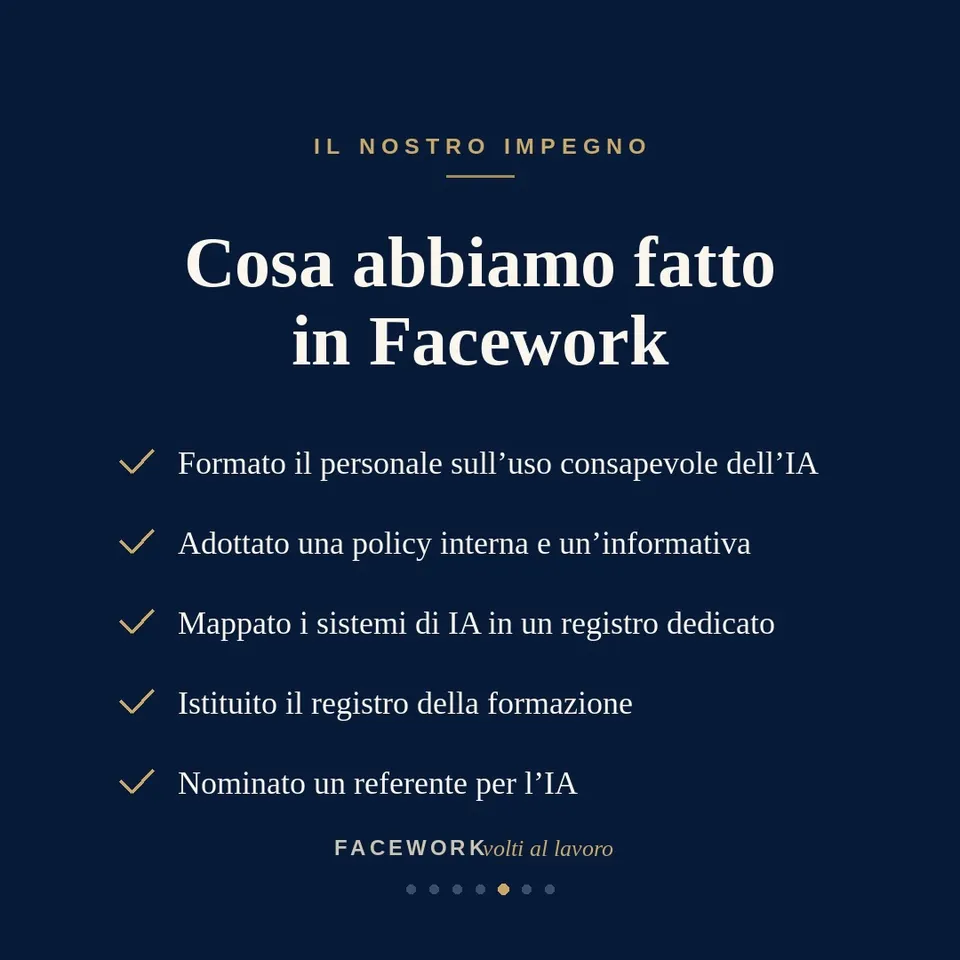 الإجراءات التنظيمية التي أبلغت عنها FACEWORK : التدريب، والسياسات، والسجلات، وشخص الاتصال.